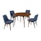 Armen Living Arcadia and Azalea 48" Round Blue and Walnut Wood 5 Piece Dining Set SETARDI5AZWABLU48 - alternate 1